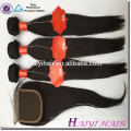 Virgin Hair Straight Style 4x4 Natural Hairline Brazilian Lace Closure With Bundle